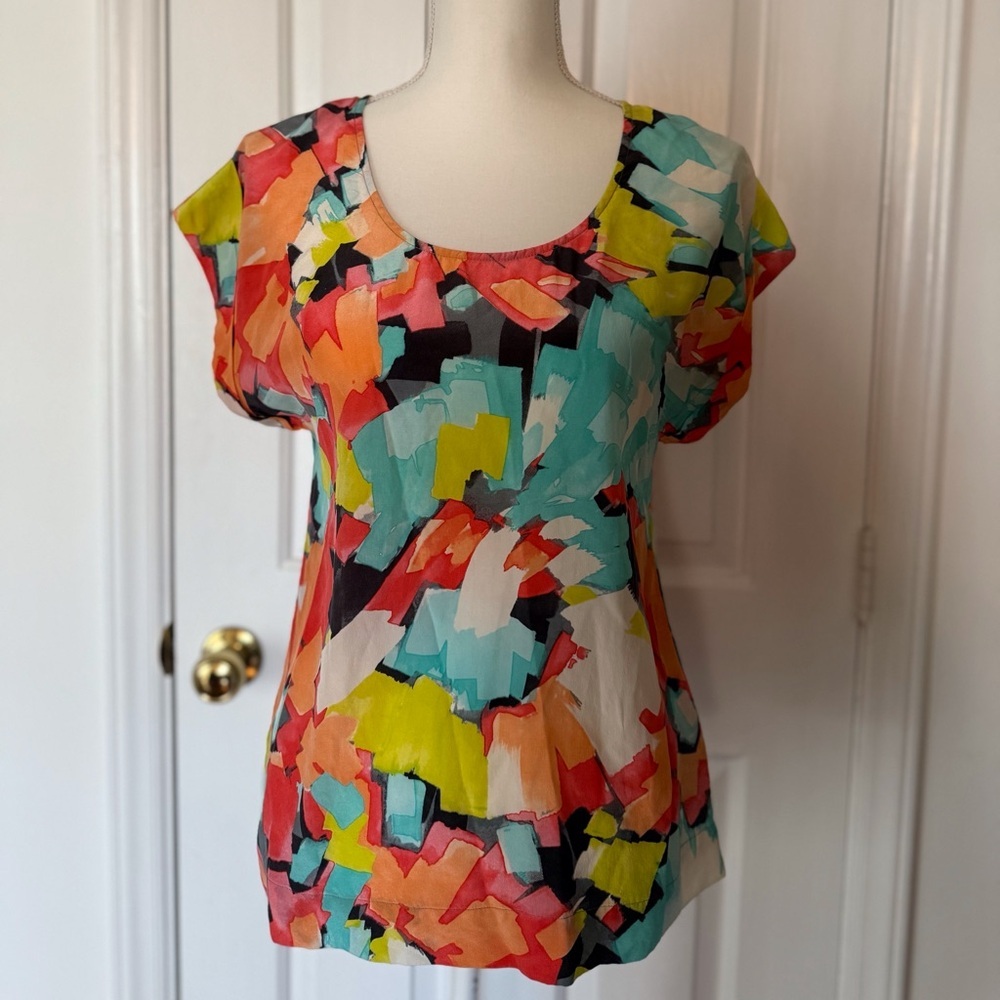 “TRINA TURK” Silk Watercolor Blouse